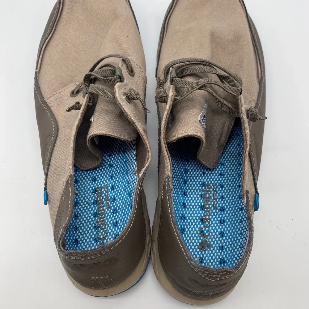 Columbia Bahama Vent PFG Boat Shoes Mens 13 Wide Brown Canvas Leather BI4676-006